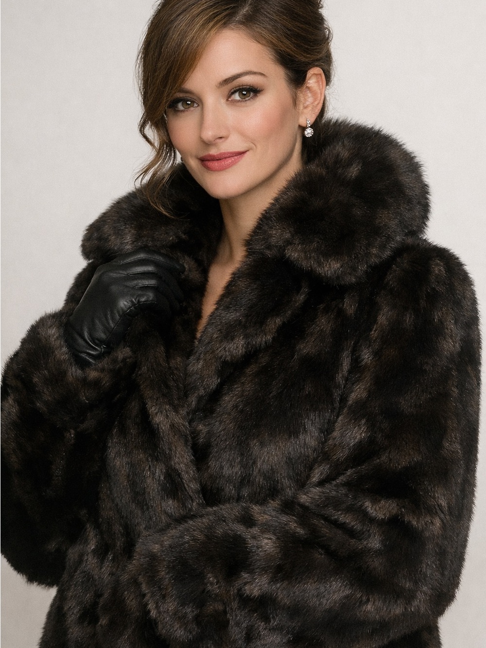 Olympia Black Faux Fur Teddy Coat - Women's Plush Winter Jacket